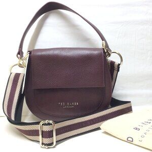 NWT Ted Baker Deep Purple Amali Branded Webbing Strap Crossbody Bag